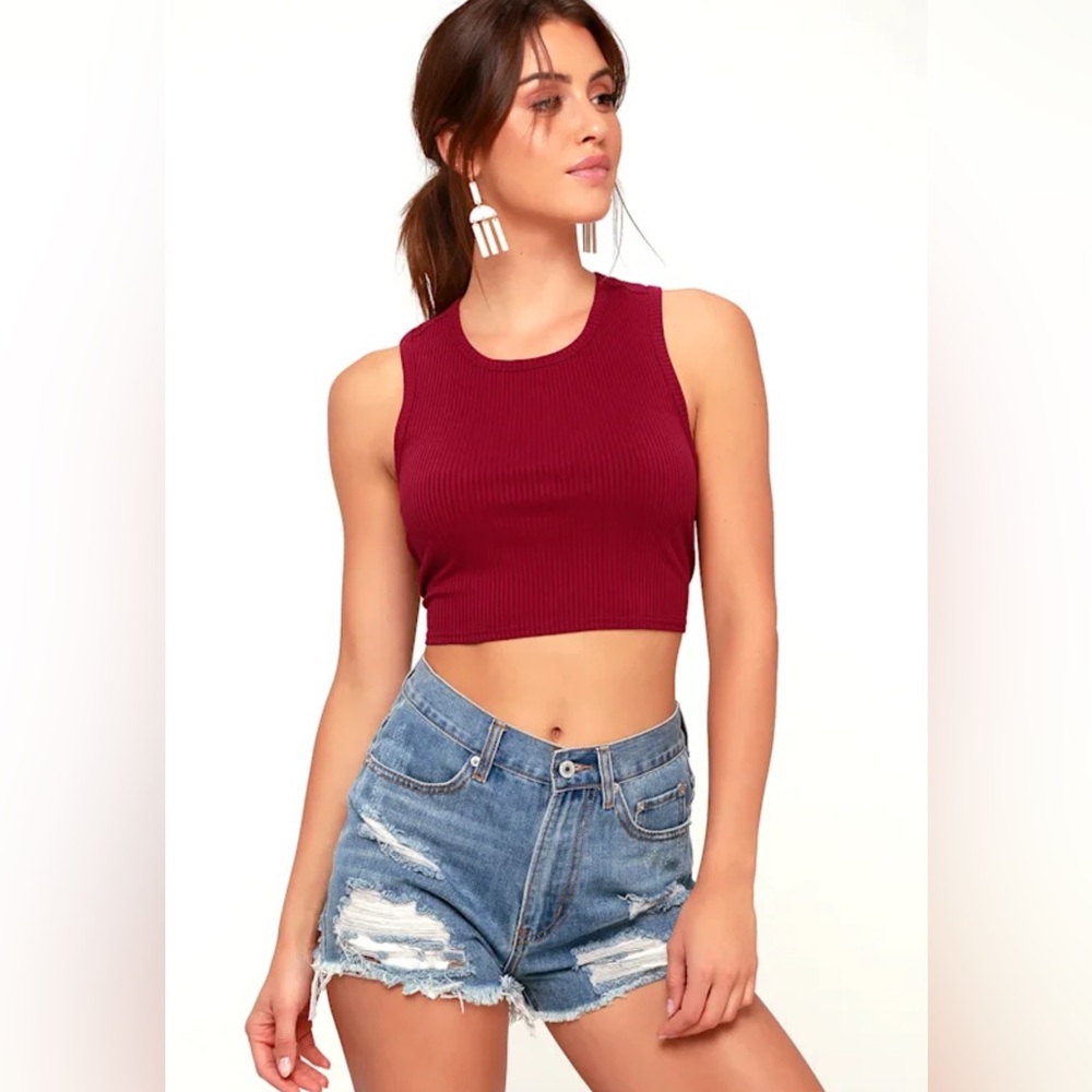 Lulus Ribbed Cropped Strap Tank - Picture 1 of 7